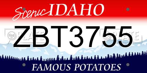 ZBT3755 Idaho License Plate