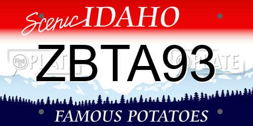 ZBTA93 Idaho License Plate