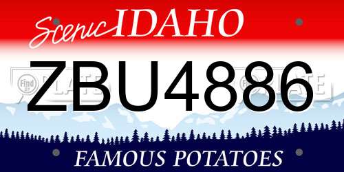 ZBU4886 Idaho License Plate