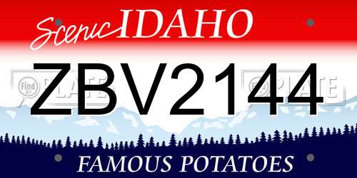 ZBV2144 Idaho License Plate