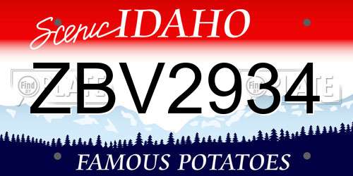 ZBV2934 Idaho License Plate