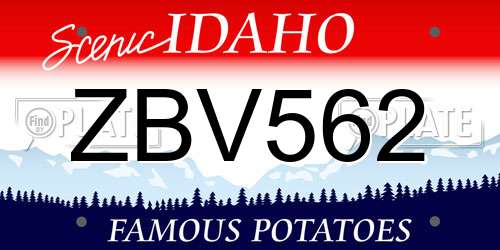 ZBV562 Idaho License Plate