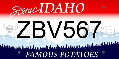 ZBV567 Idaho License Plate