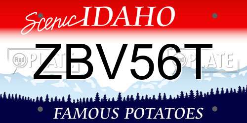 ZBV56T Idaho License Plate