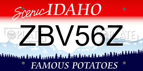 ZBV56Z Idaho License Plate