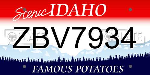 ZBV7934 Idaho License Plate