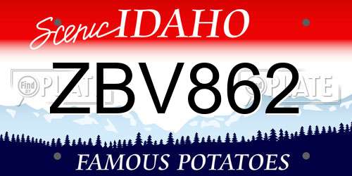 ZBV862 Idaho License Plate