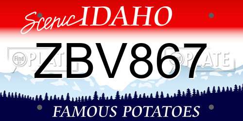 ZBV867 Idaho License Plate