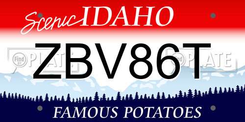ZBV86T Idaho License Plate