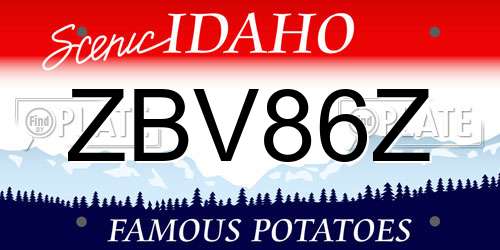 ZBV86Z Idaho License Plate