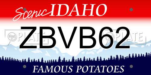 ZBVB62 Idaho License Plate