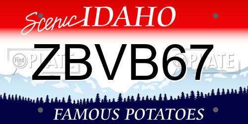 ZBVB67 Idaho License Plate