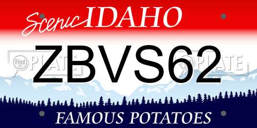 ZBVS62 Idaho License Plate