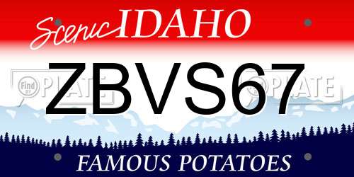 ZBVS67 Idaho License Plate