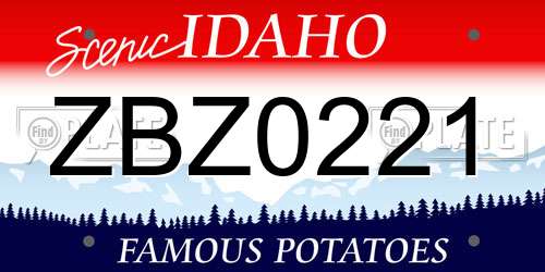 ZBZ0221 Idaho License Plate
