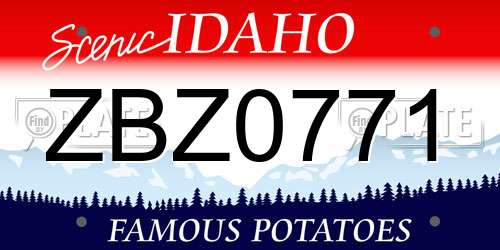 ZBZ0771 Idaho License Plate
