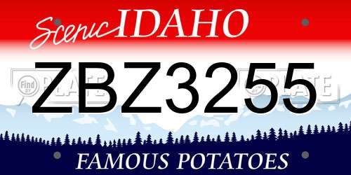 ZBZ3255 Idaho License Plate