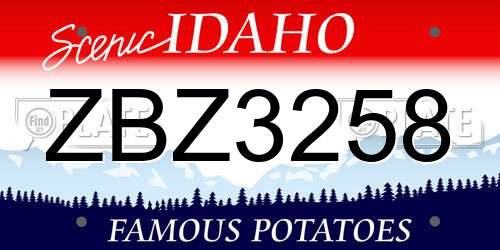 ZBZ3258 Idaho License Plate