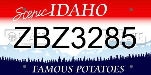 ZBZ3285 Idaho License Plate