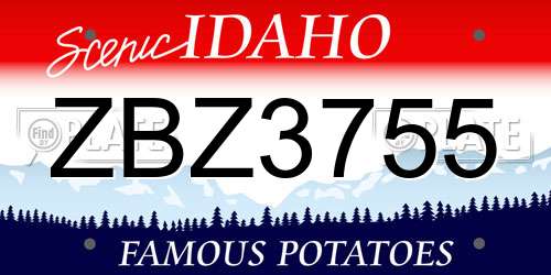 ZBZ3755 Idaho License Plate