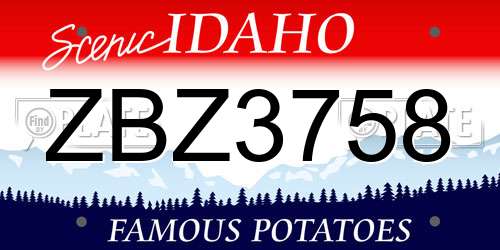ZBZ3758 Idaho License Plate