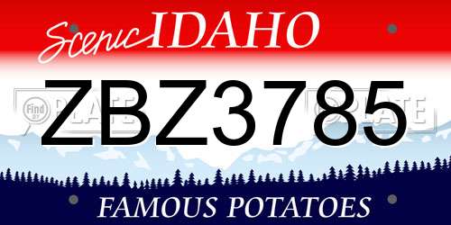 ZBZ3785 Idaho License Plate