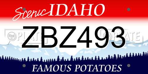 ZBZ493 Idaho License Plate