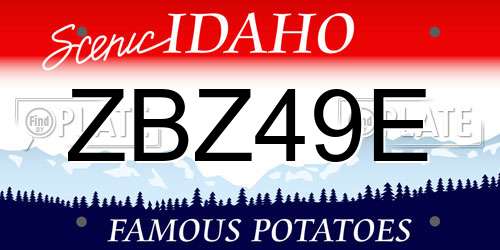 ZBZ49E Idaho License Plate