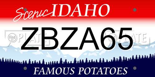 ZBZA65 Idaho License Plate