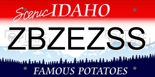 ZBZEZSS Idaho License Plate