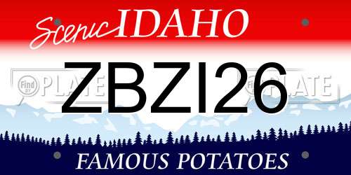 ZBZI26 Idaho License Plate