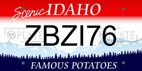 ZBZI76 Idaho License Plate