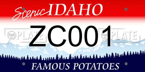 ZC001 Idaho License Plate