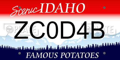 ZC0D4B Idaho License Plate