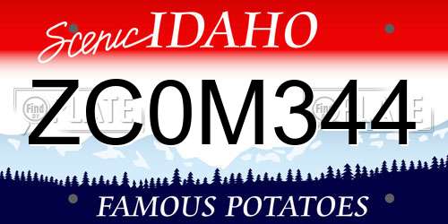 ZC0M344 Idaho License Plate