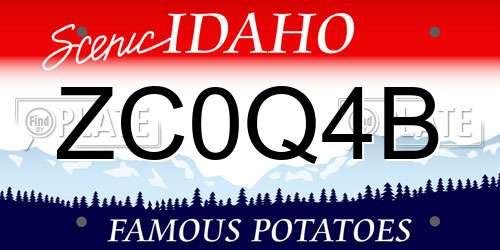 ZC0Q4B Idaho License Plate