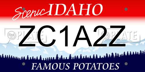 ZC1A2Z Idaho License Plate