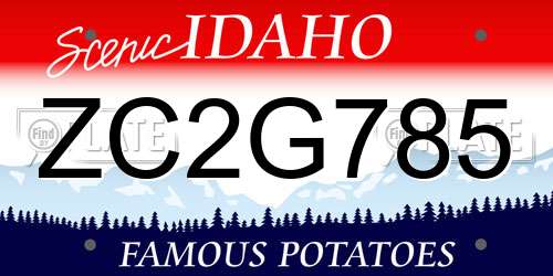 ZC2G785 Idaho License Plate