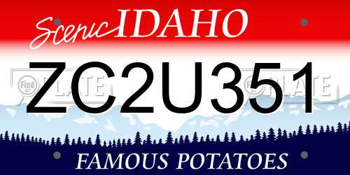 ZC2U351 Idaho License Plate