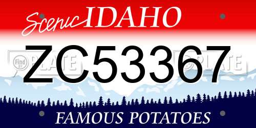 ZC53367 Idaho License Plate