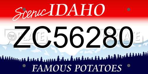 ZC56280 Idaho License Plate