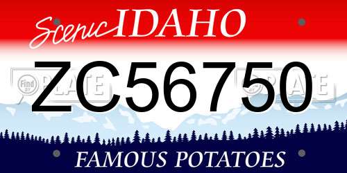 ZC56750 Idaho License Plate