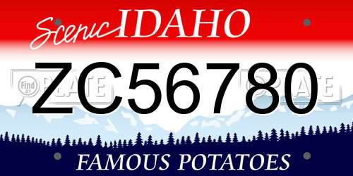 ZC56780 Idaho License Plate