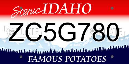 ZC5G780 Idaho License Plate