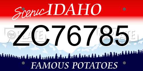 ZC76785 Idaho License Plate
