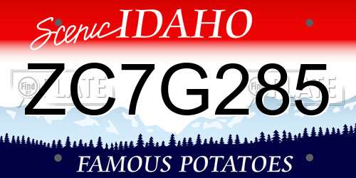 ZC7G285 Idaho License Plate