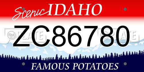 ZC86780 Idaho License Plate