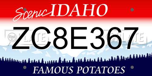 ZC8E367 Idaho License Plate