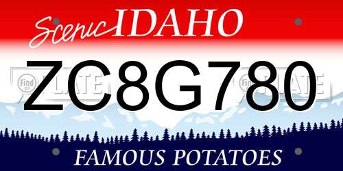 ZC8G780 Idaho License Plate