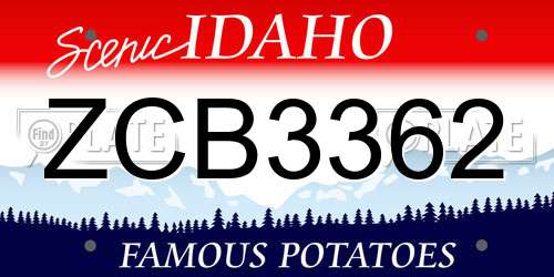 ZCB3362 Idaho License Plate